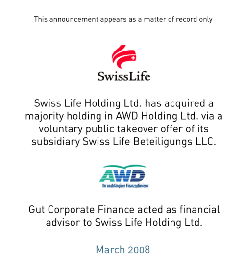 Swiss Life and AWD join forces to accelerate international growth