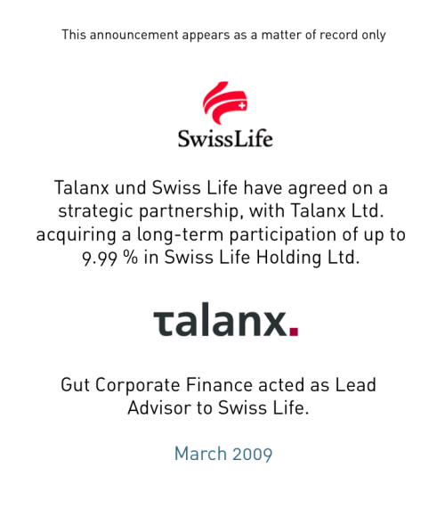 Swiss Life and Talanx agree strategic partnership
