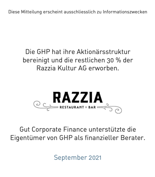 GHP erwarb restlichen 30% der Razzia Kultur AG