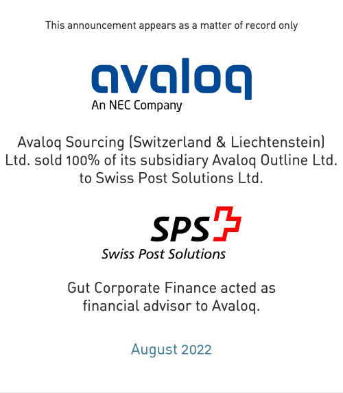 Avaloq Group sold Avaloq Outline