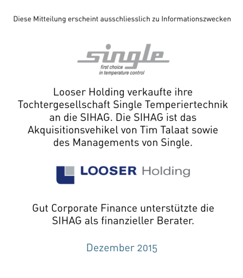Looser Holding verkauft Single Temperiertechnik