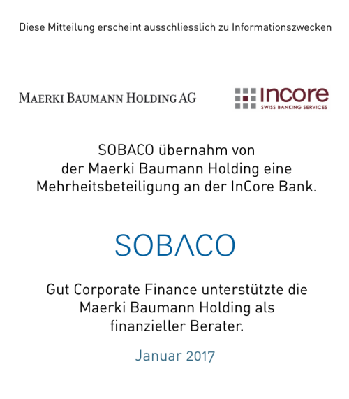 SOBACO übernahm Mehrheitsbeteiligung an InCore Bank